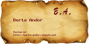 Berta Andor névjegykártya