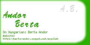 andor berta business card